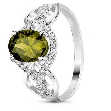 Серебряное кольцо с фианитом перидот Винтаж, 16, 50.3, 2.20