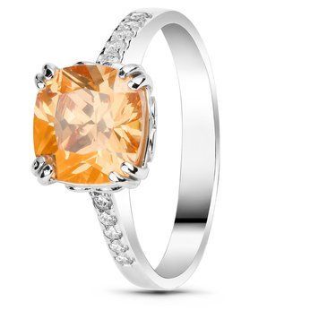 Серебряное кольцо с фианитом шампань Мадонна, 16, 50.3, 3.35