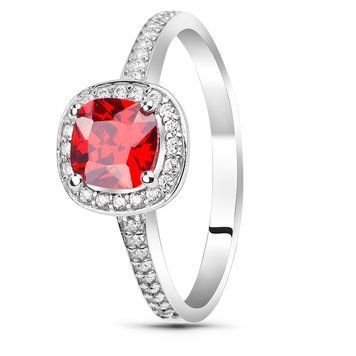 Серебряное кольцо с красным фианитом Ливадия, 16, 50.3, 1.96