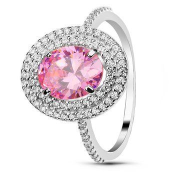 Серебряное кольцо с розовым фианитом Камелия, 16, 50.3, 2.64