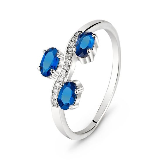 Серебряное кольцо с синим фианитом Виноград, 15, 46.5, 1.82