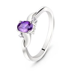 Серебряное кольцо с фиолетовым фианитом Анабель, 15, 46.5, 1.80