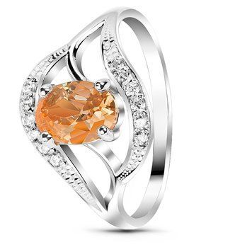 Серебряное кольцо с фианитом шампань Гера, 17, 52.8, 2.01