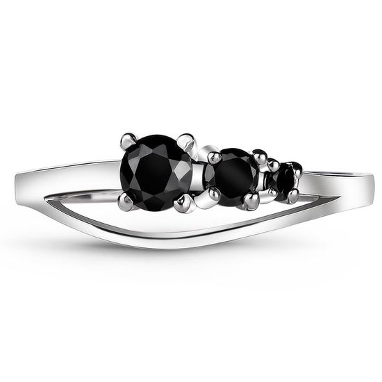 Серебряное кольцо с черным фианитом ФК223ЦЧ, 15, 46.5, 1.42