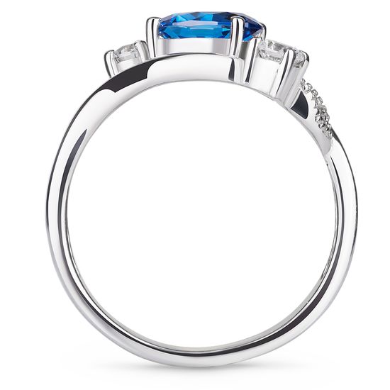Серебряное кольцо с нано сапфиром Цунами, 15.5, 47.8, 2.52