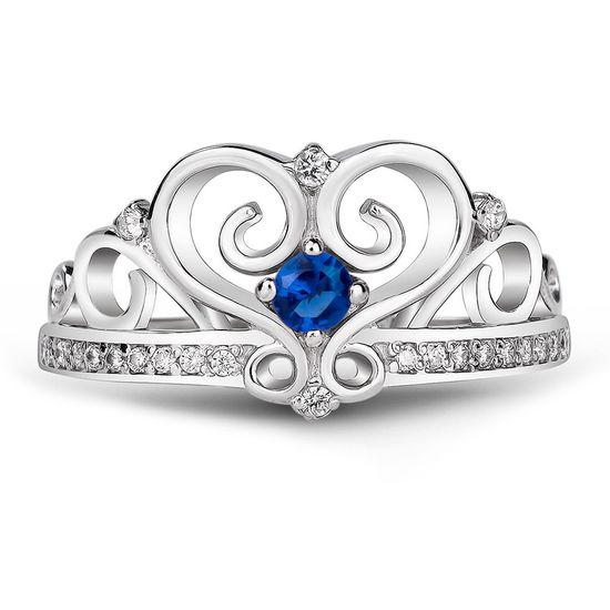 Серебряное кольцо с синим фианитом Корона, 16, 50.3, 2.75