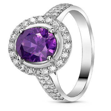 Серебряное кольцо с фиолетовым фианитом Маргарет, 16, 50.3, 4.30