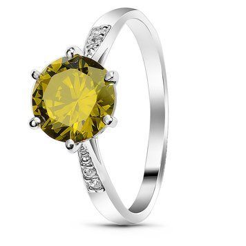 Серебряное кольцо с фианитом перидот Илона, 16, 50.3, 2.30