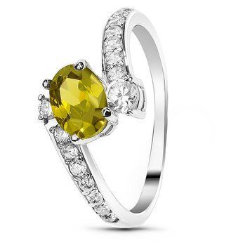 Серебряное кольцо с фианитом перидот Лилия, 16, 50.3, 2.00