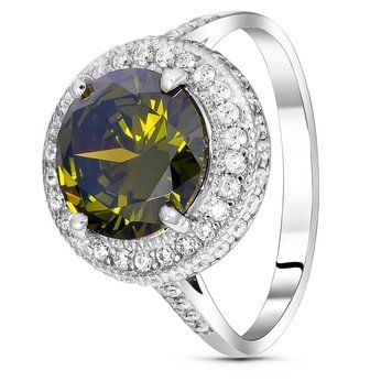 Серебряное кольцо с фианитом перидот Женева, 16, 50.3, 4.57