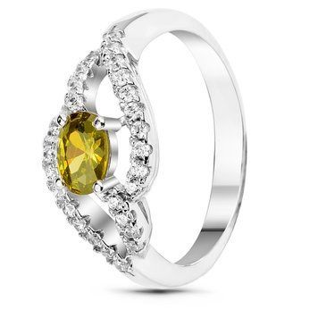 Серебряное кольцо с фианитом перидот Моника, 16, 50.3, 2.60