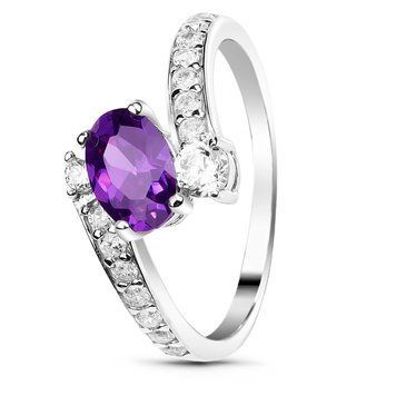 Серебряное кольцо с фиолетовым фианитом Лилия, 16, 50.3, 2.00