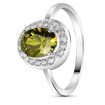 Серебряное кольцо с фианитом перидот Сливки, 16.5, 51.5, 2.00