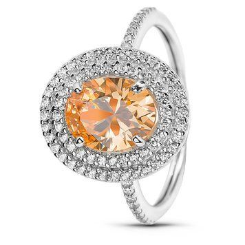 Серебряное кольцо с фианитом шампань Камелия, 16, 50.3, 2.64