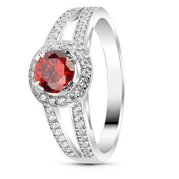 Серебряное кольцо с красным фианитом Сабина, 16, 50.3, 1.95