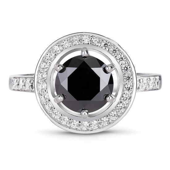 Серебряное кольцо с черным фианитом Марсель, 16, 50.3, 4.83