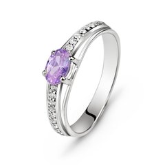 Серебряное кольцо с фиолетовым фианитом Связь, 16.5, 51.5, 1.90