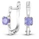 Срібні сережки з фіолетовими фіанітами Горох, 2.54