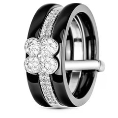 Серебряное кольцо с керамикой и фианитами Брюссель, 16, 50.3, 7.55