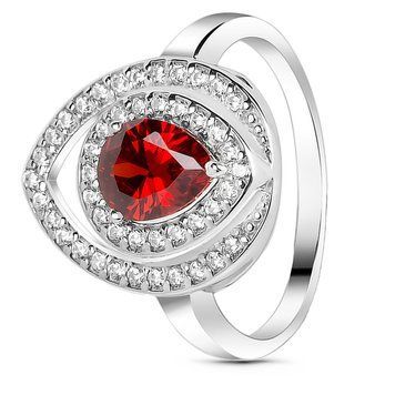 Серебряное кольцо с красным фианитом Аврора, 16.5, 51.5, 2.95