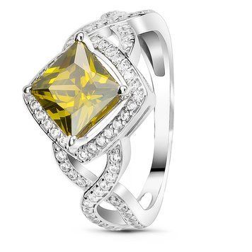 Серебряное кольцо с фианитом перидот Марс, 16.5, 51.5, 3.19
