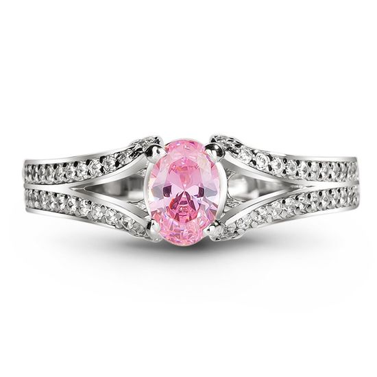 Серебряное кольцо с розовым фианитом Альпина, 16, 50.3, 2.40
