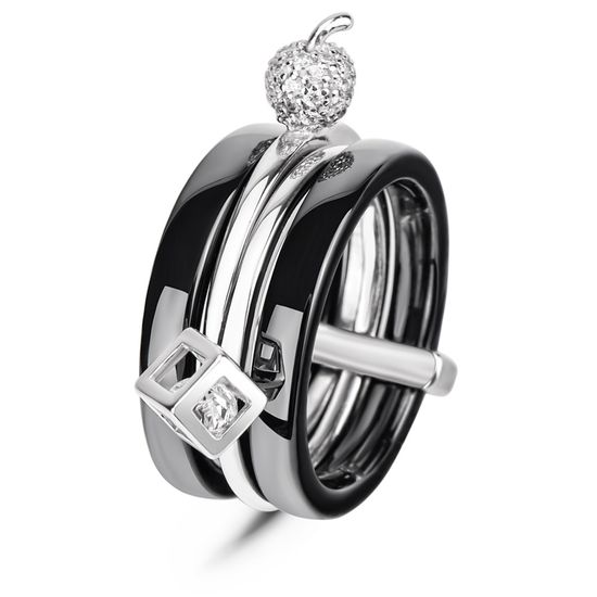 Серебряное кольцо с керамикой и фианитами Стамбул, 19, 59.1, 7.91