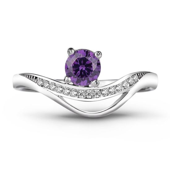 Серебряное кольцо с фиолетовым фианитом Эмма, 15.5, 47.8, 1.93
