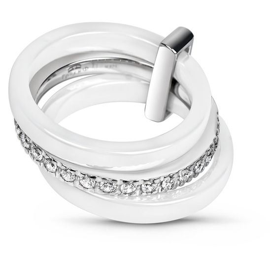 Серебряное кольцо с керамикой и фианитами Катания, 7.83