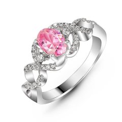 Srebrny pierścionek z różową cyrkonią Carolina, 16.5, 51.5, 3.00