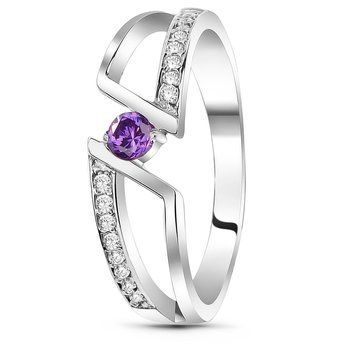 Серебряное кольцо с фиолетовым фианитом Гармония, 16.5, 51.5, 2.17