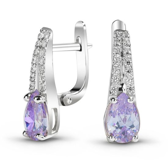 Срібні сережки з фіолетовими фіанітами Милинда, 3.42