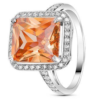 Серебряное кольцо с фианитом шампань Байкал, 16.5, 51.5, 5.28