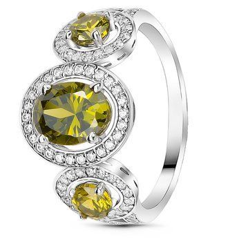 Серебряное кольцо с фианитом перидот Рио, 16, 50.3, 2.96