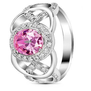 Серебряное кольцо с розовым фианитом Винтаж, 16, 50.3, 3.96