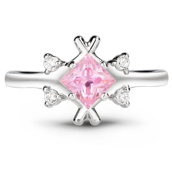 Серебряное кольцо с розовым фианитом Эмилия, 15, 46.5, 1.70