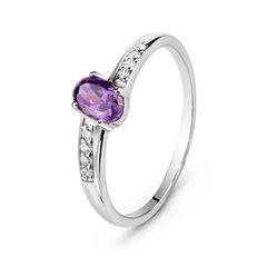 Серебряное кольцо с фиолетовым фианитом Валенсия, 15.5, 47.8, 1.30