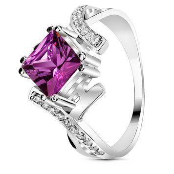 Серебряное кольцо с фиолетовым фианитом Марта, 16, 50.3, 3.50