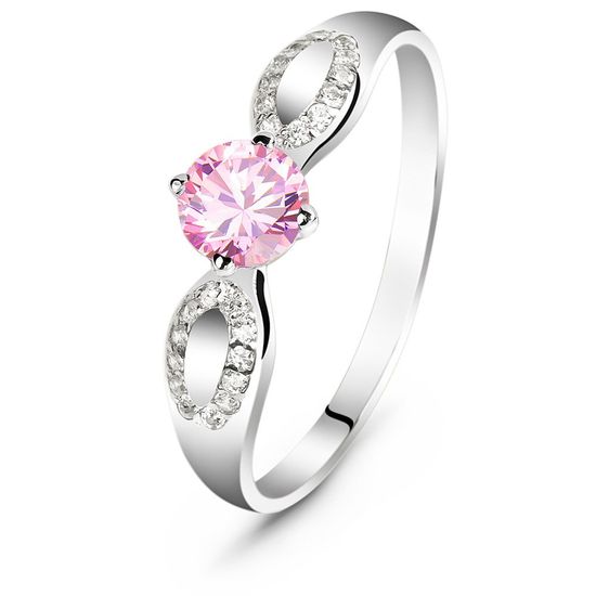 Серебряное кольцо с розовым фианитом ФК224ЦР, 16, 50.3, 1.58