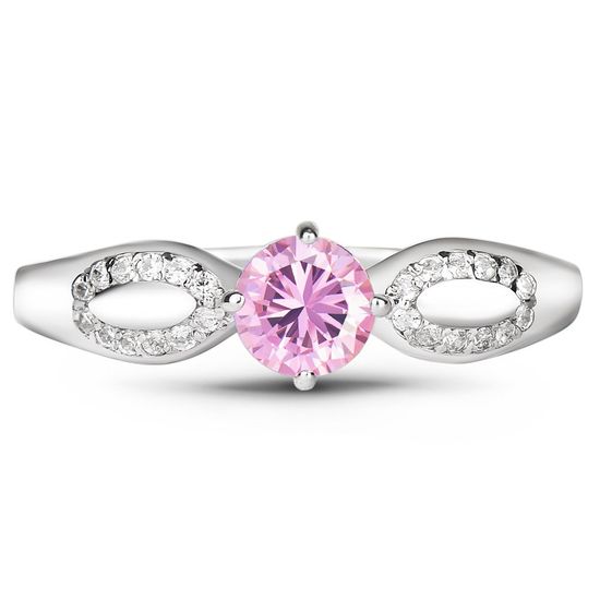 Серебряное кольцо с розовым фианитом ФК224ЦР, 18, 56.6, 1.58