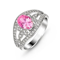 Серебряное кольцо с розовым фианитом Шанс, 15.5, 47.8, 3.05