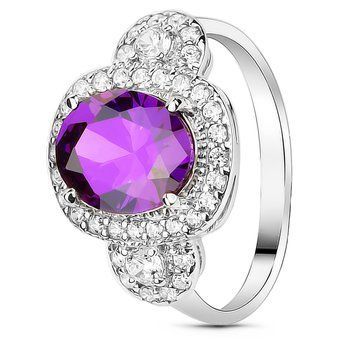 Серебряное кольцо с фиолетовым фианитом Магнолия, 16, 50.3, 3.67