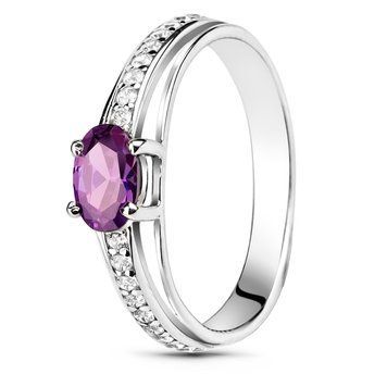 Серебряное кольцо с фиолетовым фианитом Связь, 17, 52.8, 1.90
