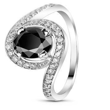 Серебряное кольцо с черным фианитом Бэлла, 16, 50.3, 2.40