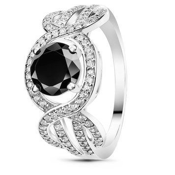 Серебряное кольцо с черным фианитом Танго, 16, 50.3, 3.00