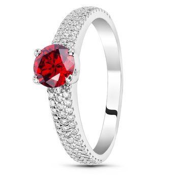 Серебряное кольцо с красным фианитом Солнце, 16, 50.3, 2.30