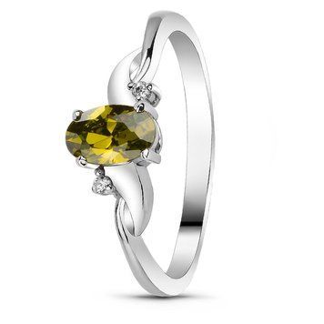 Серебряное кольцо с фианитом перидот Анабель, 16, 50.3, 1.80