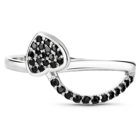 Серебряное кольцо с черным фианитом Ruvas fashion, 1.80