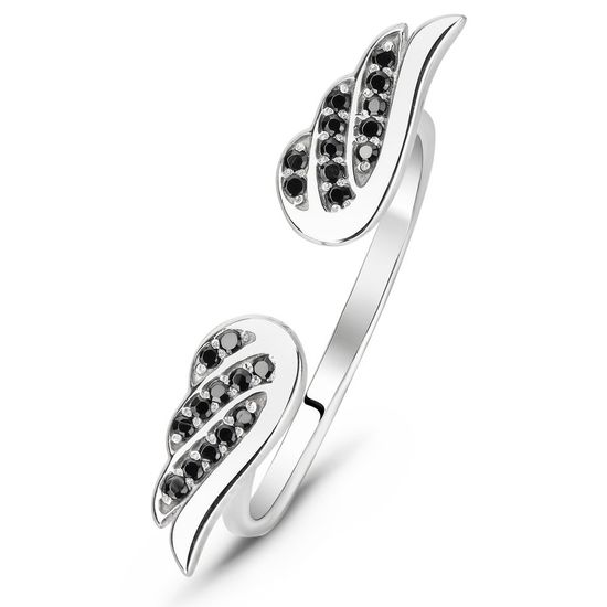 Серебряное кольцо с черным фианитом Ruvas fashion, 1.75