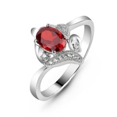 Серебряное кольцо с красным фианитом Амина, 15, 46.5, 2.59